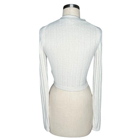 WILFRED FREE Plunge V-Neck Brushed Fleece Button Down Ribbed Cardigan Size XS - Picture 3 of 7